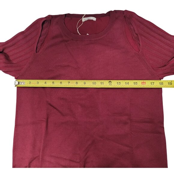 Moss Rose Women's Knit Sweater Shoulder Cut Out Red Wine Long Sleeve Size large - Picture 8 of 9